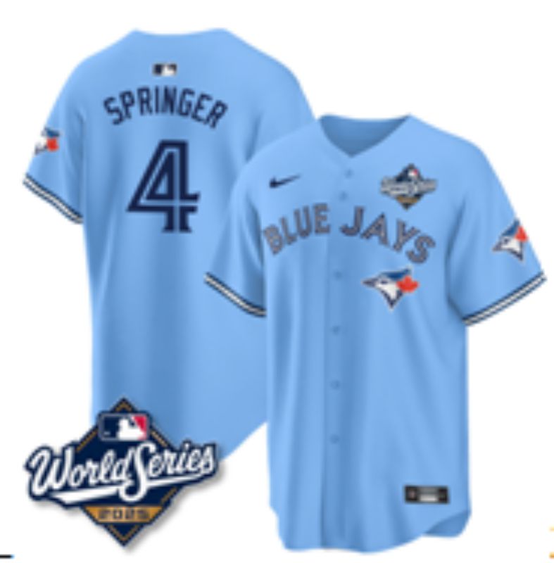 Men 2025 Nike Toronto Blue Jays #4 Springer Light Blue Game MLB Jersey 01